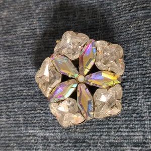 Vintage Signed Sorrelli Crystal Clear And Iridescent Rhinestone Snowflake Brooch